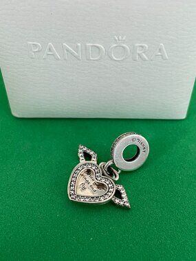 Pandora Heart and Angel Wings Dangle Charm Sterling silver Charm